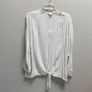 beachlunchlounge White and Black Polka Dot Blouse